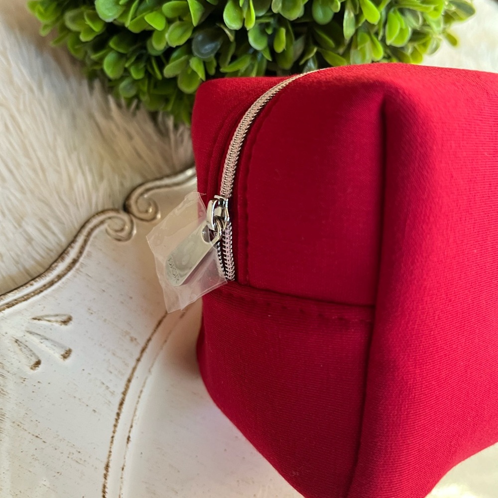Dior beauty red cosmetic bag zip top closure new in box - Picture 2 of 5
